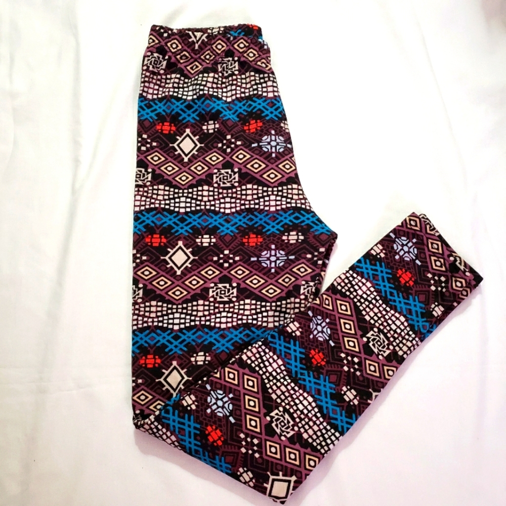 Win Win Printed Fleece Legging, size:S-L. Blue & Purple